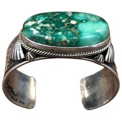 Vintage Navajo Variquoise / Turquoise & Sterling Silver Cuff Bracelet by Delbert Gordon