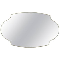 Large Shield Oval Scallop Anodized Aluminum Frame Wall Mirror