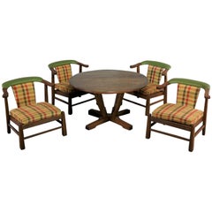 Vintage Brandt Company Ranch Oak Brunch or Game Table and Four Chairs