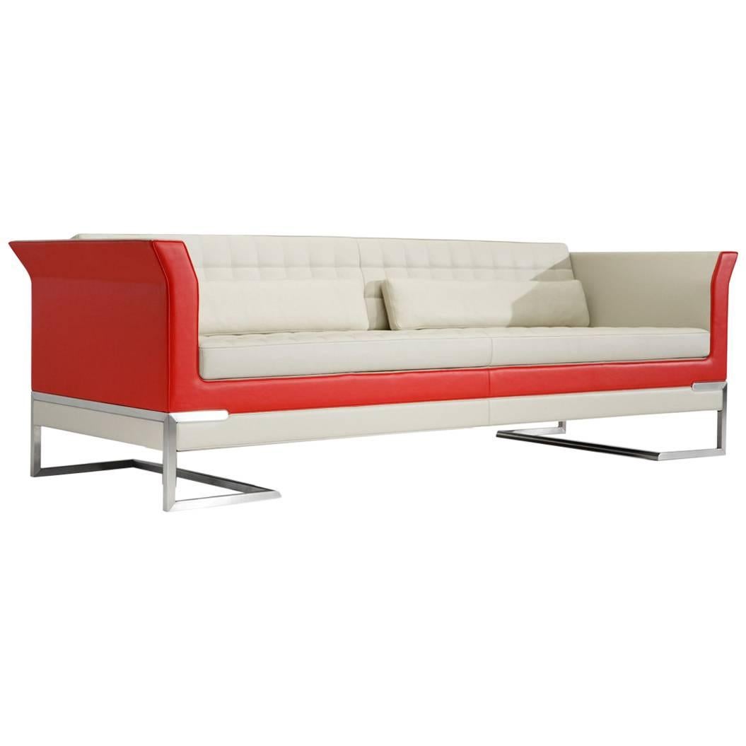 Tiffany Sofa in Ivory & Red by Luca Scacchetti For Sale