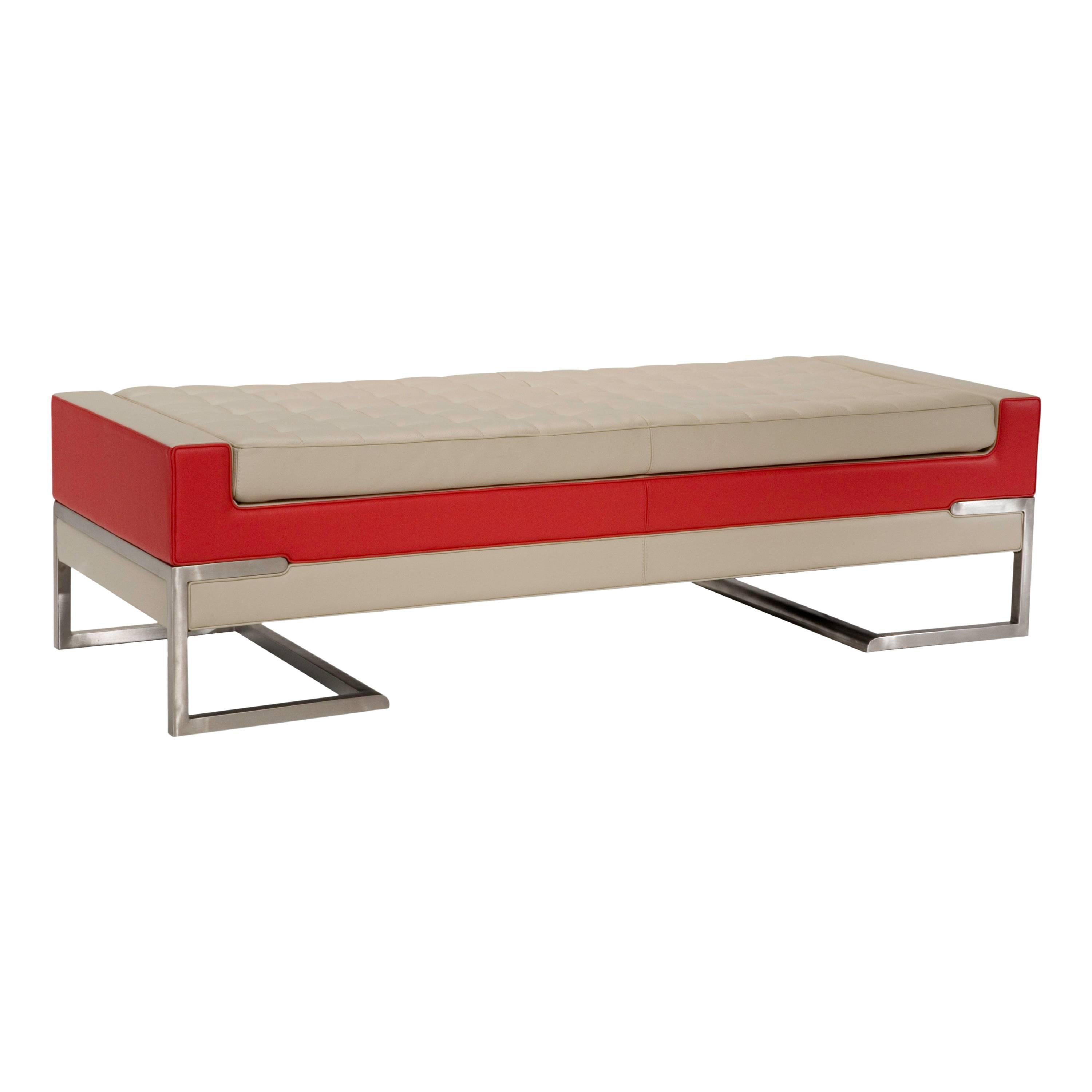 Tiffany Bench in Ivory and Red by Luca Scacchetti For Sale