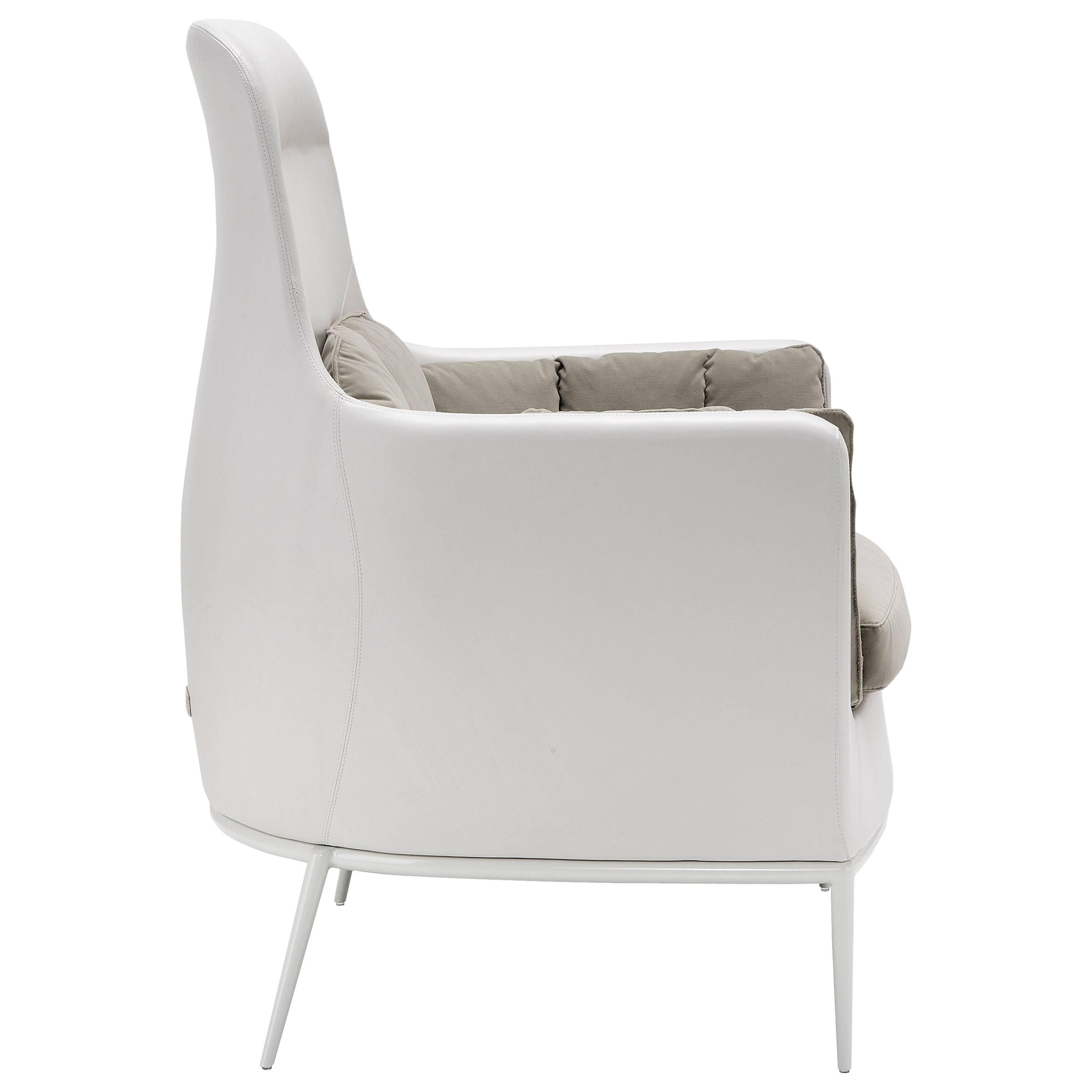 Tulip Armchair in White & Gray  by Luca Scacchetti For Sale