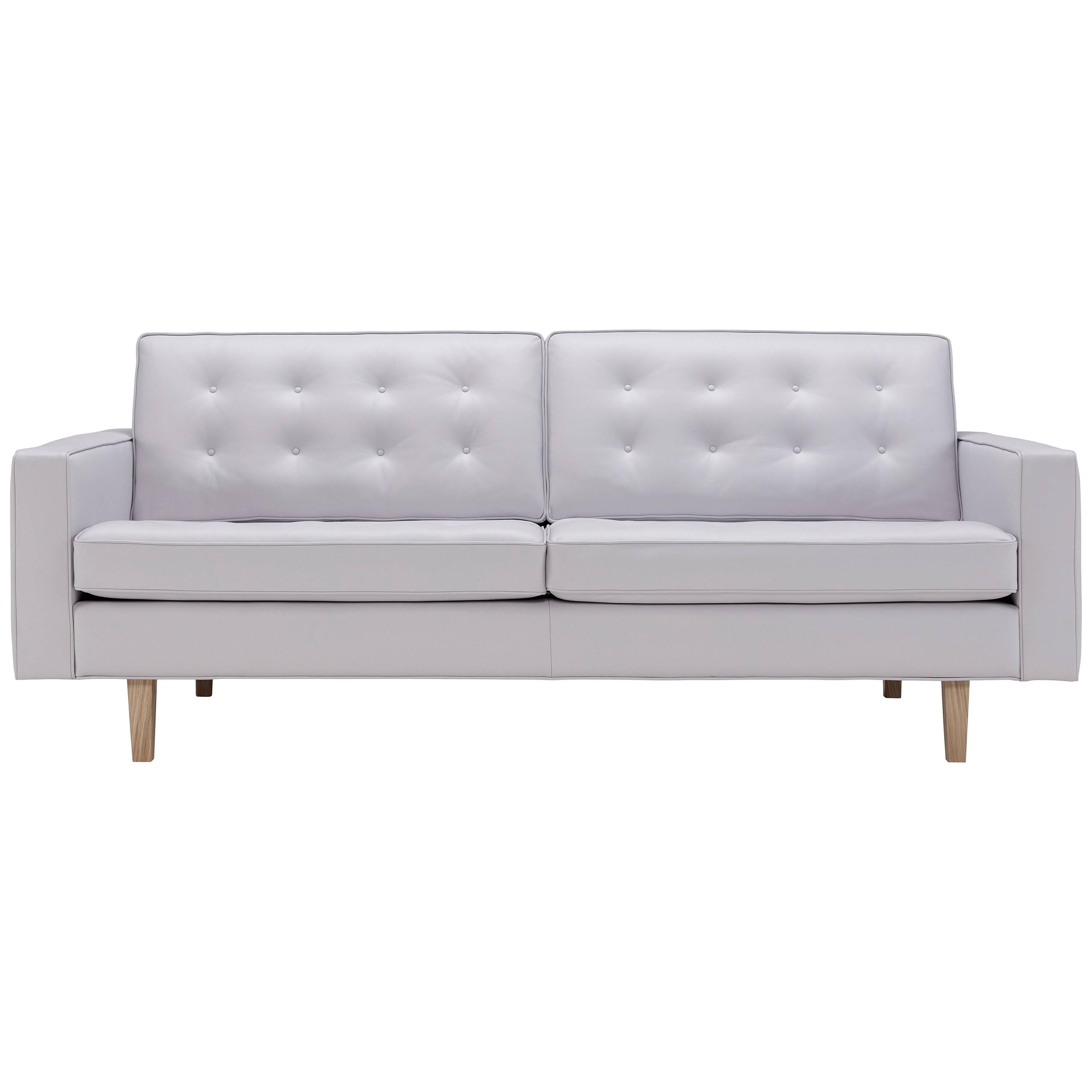 Urano Sofa in Pale Gray Leather by Amura Lab For Sale