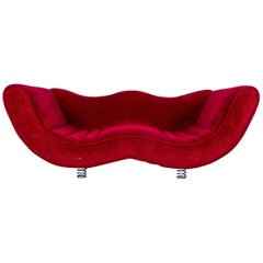 Bretz Laola Designer Sofa Fabric Red Three-Seat Couch
