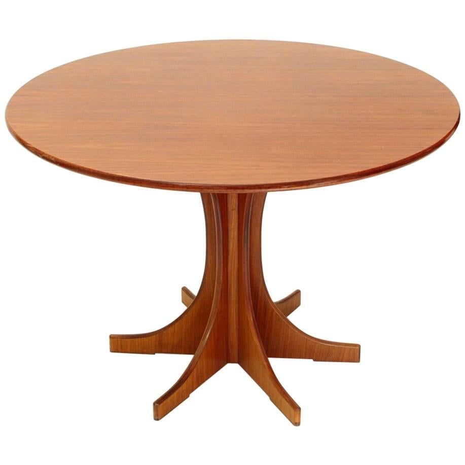 Italian Round Wooden Dining Table, 1960s