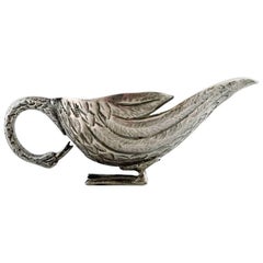 Vintage Turkey, Creamer of Silver in the Form of a Bird