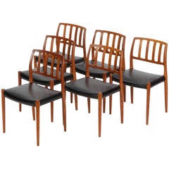 Six Niels Møller Chairs Model 83 J.L. Møllers Møbelfabrik, 1970s