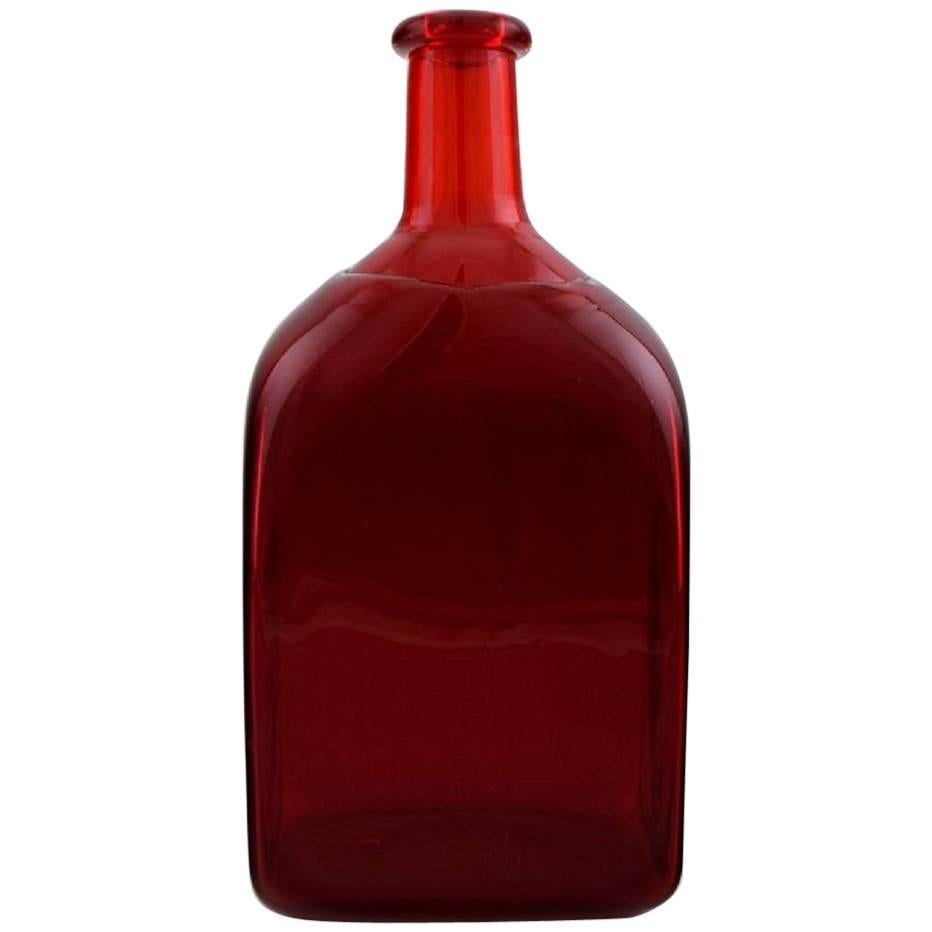 Riihimaki Riihimaen, Finland, Decanter/Bottle of Red Art Glass, 1960s