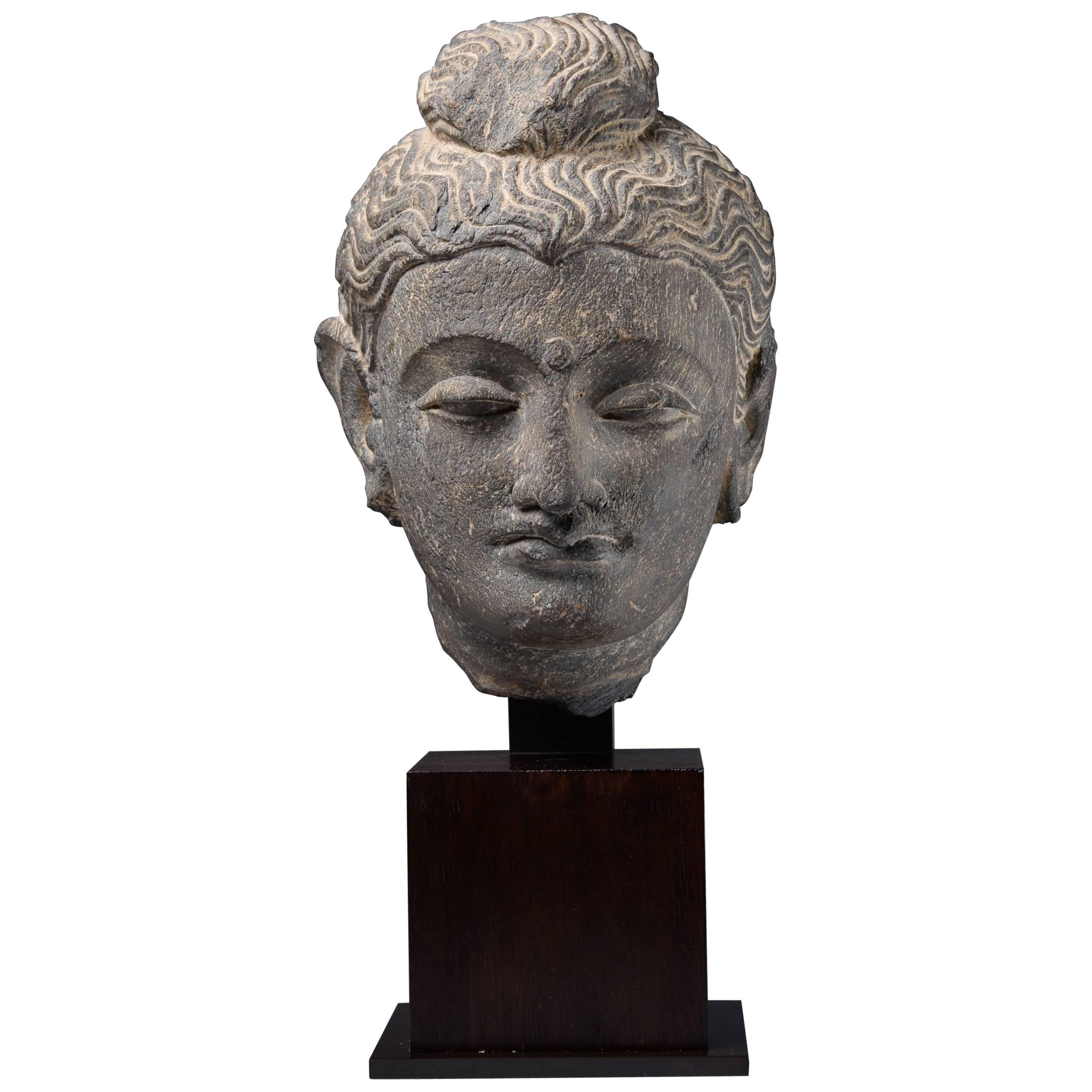 A finely carved and well-provenanced stone head of the Buddha from Gandhara, dating to the 3rd century AD.

Gandhara, the land of contrasts nestled in the snowy peaks and lush valleys of the Hindu Kush, was an ancient meeting place between East and