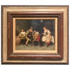 Antique Spanish Oil on Panel Painting, 1896