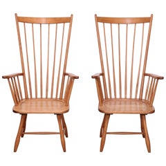 Pair of Low Arno Lambrecht Highback Windsor Lounge Chairs