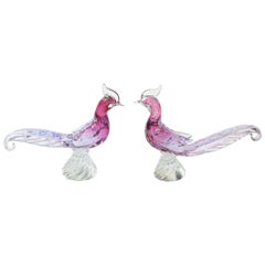 Pair of Murano Glass Pheasants