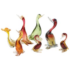 Group of Eight Murano Glass Ducks