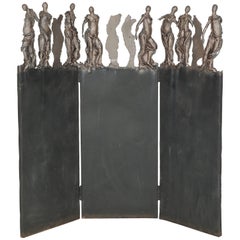 Large Three-Panel Floor Screen Titled "Dancers" by Judith Brown
