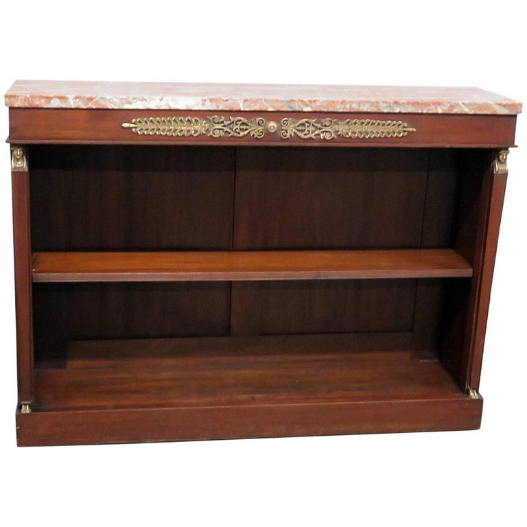 19th Century Empire Style Marble-Top Bookcase For Sale at 1stDibs