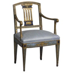 Continental Neoclassical Painted and Gilt Armchair