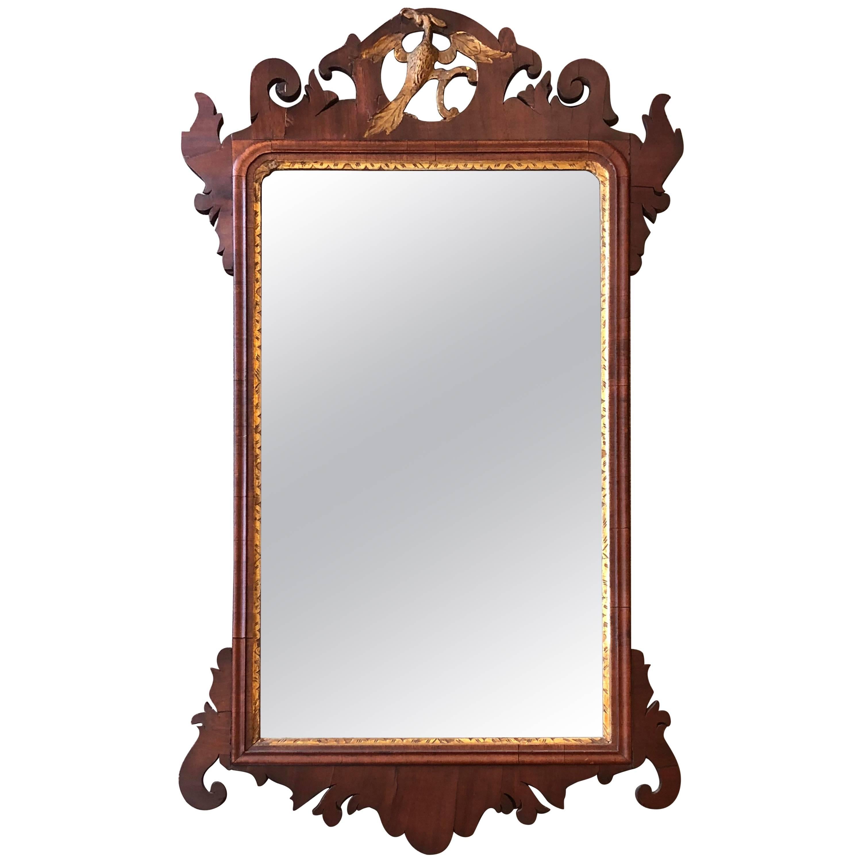 Chippendale Parcel Gilt Mirror with Phoenix Crest For Sale