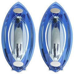 Veca 3 Layer Blue Murano Glass Sconces