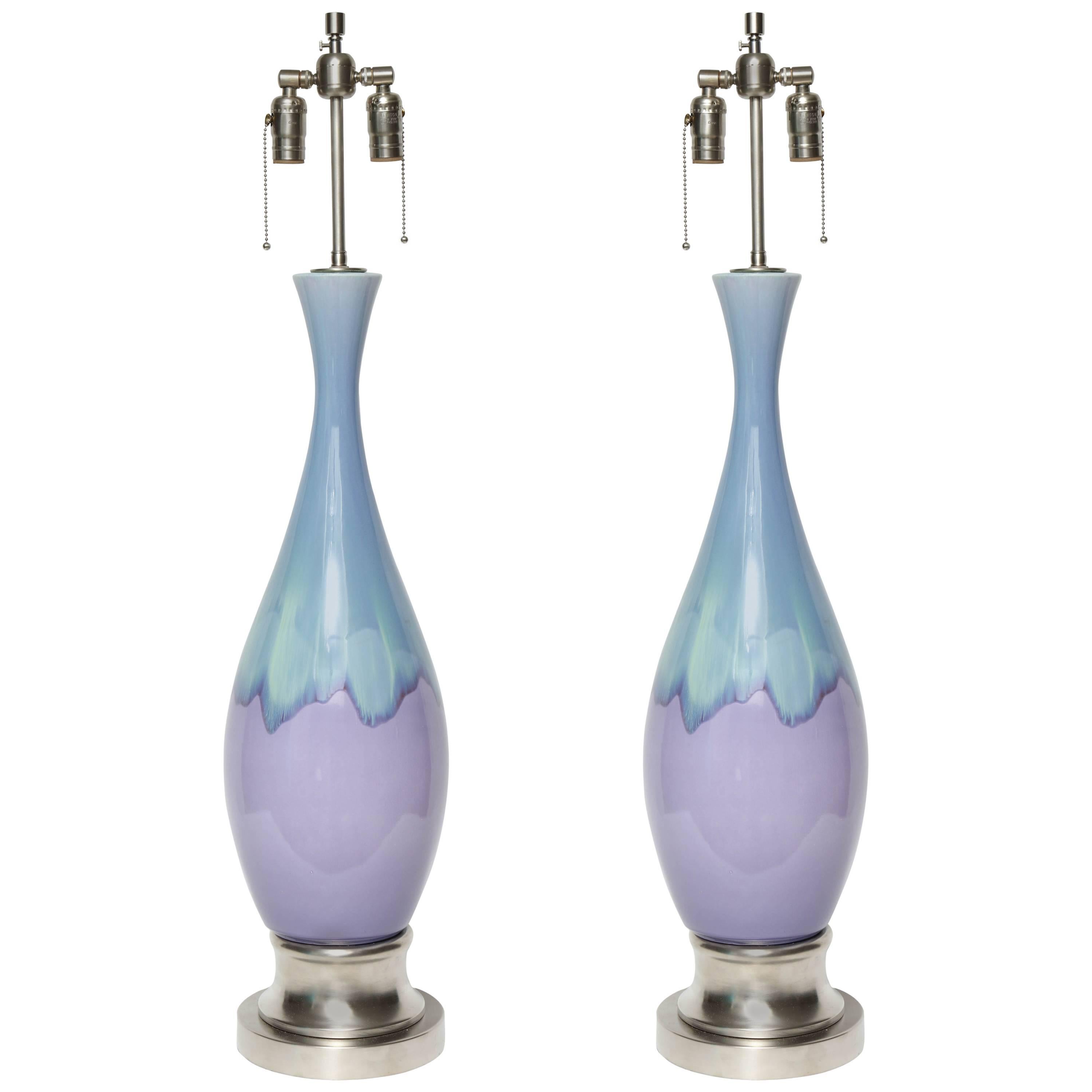Lilac/Sky Blue Ombre Glaze Lamps