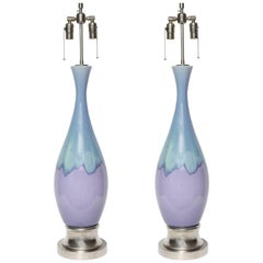 Lampen mit lila/ himmelblauer Ombre-Glasur
