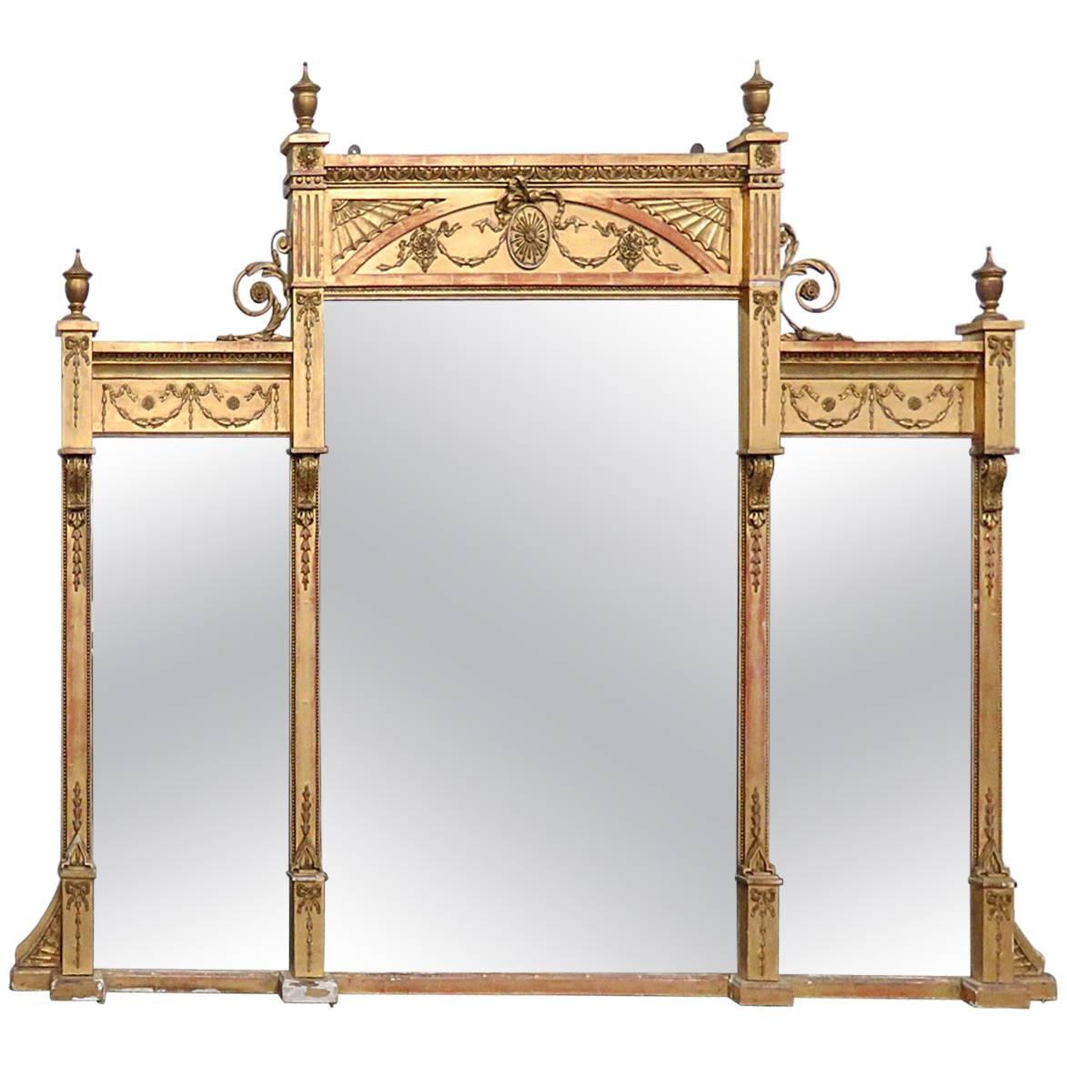 19th Century Adams Style Three Panel Mirror