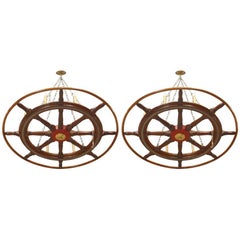 2 Victorian Ship Wheel Chandeliers