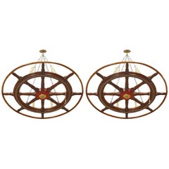 Antique 2 Victorian Ship Wheel Chandeliers