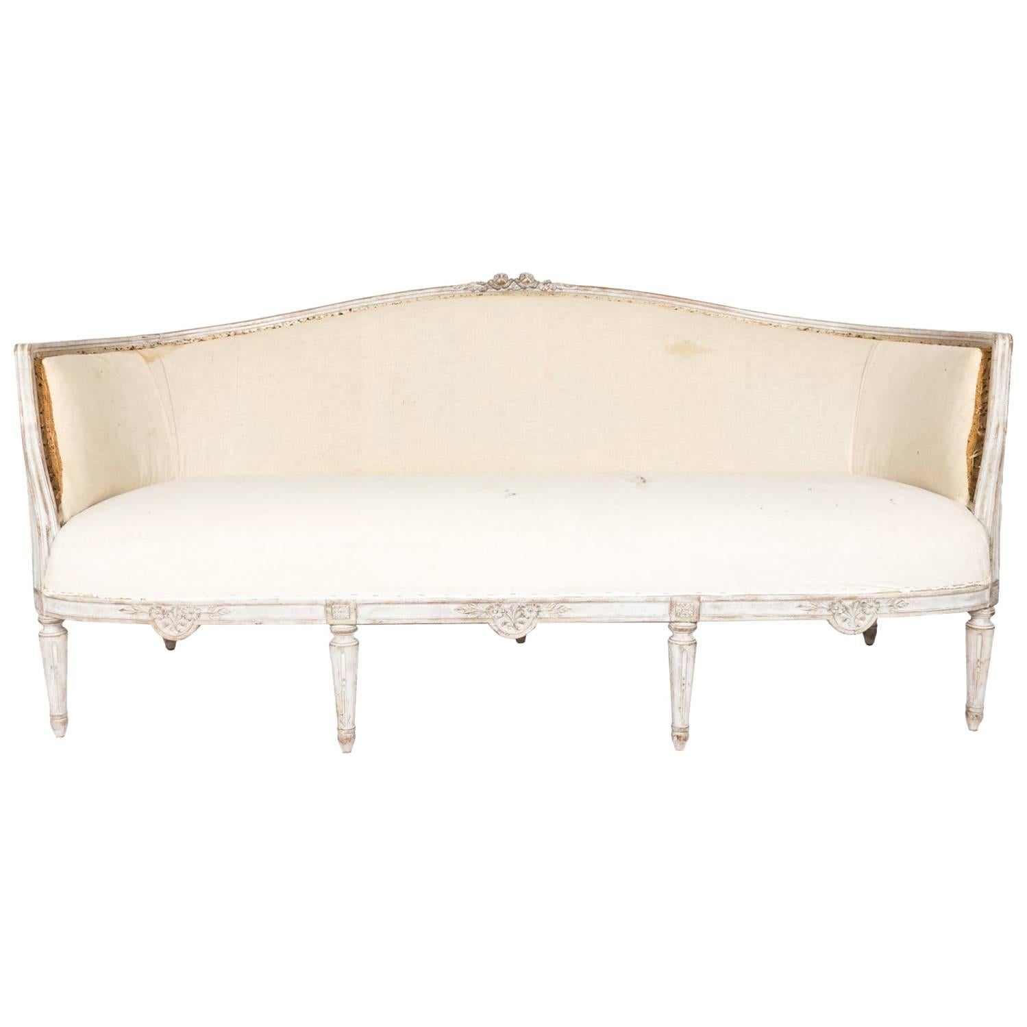 Gustavian White Painted Sofa For Sale