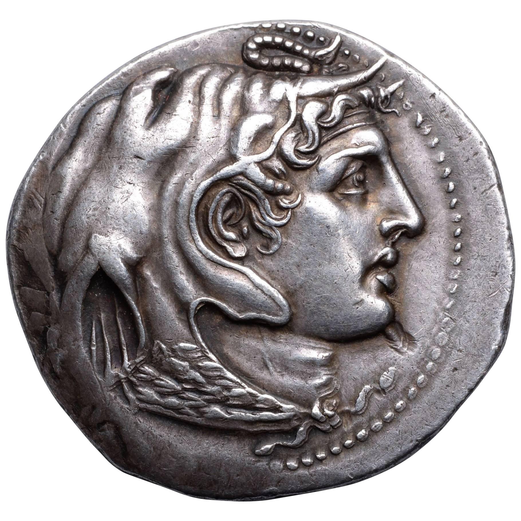 Ancient Greek Silver Coin with the Portrait of Alexander the Great - 310 Bc