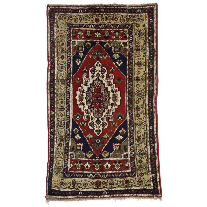 Vintage Turkish Oushak Area Rug with Luxe Medieval and Jacobean Style ...