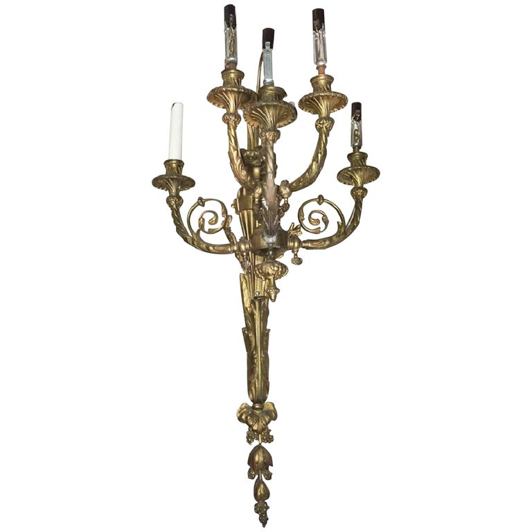 Antique French Bronze Wall Sconce For Sale at 1stdibs
