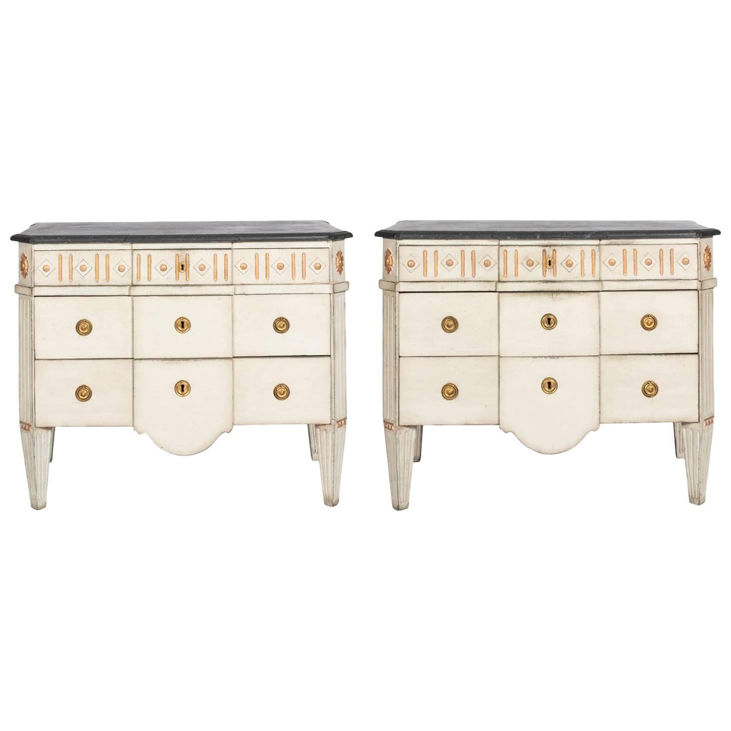 Pair of Painted Gustavian Commodes