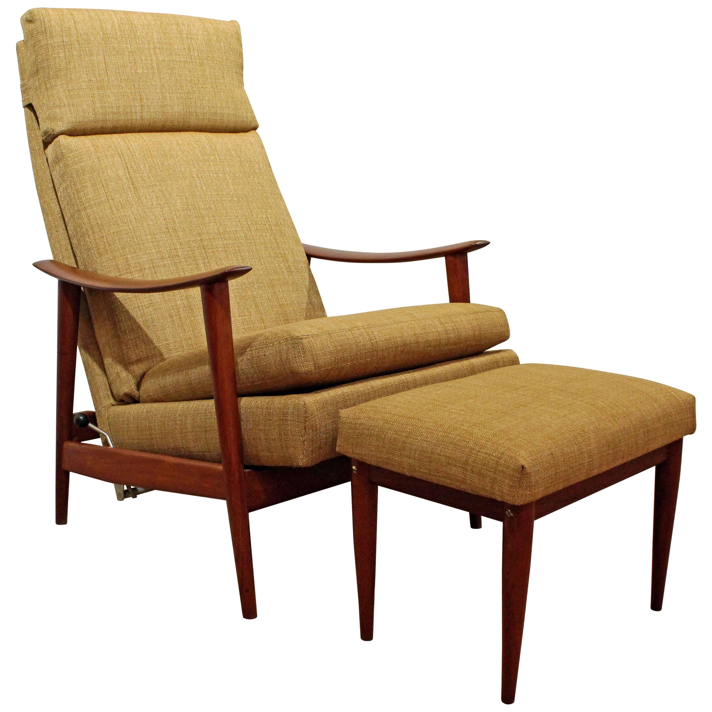 Mid-Century Modern Westnofa Teak Adjustable Lounge Chair and Ottoman
