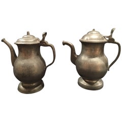 Antique English Pair of Pewter Coffee Pots, 19th Century