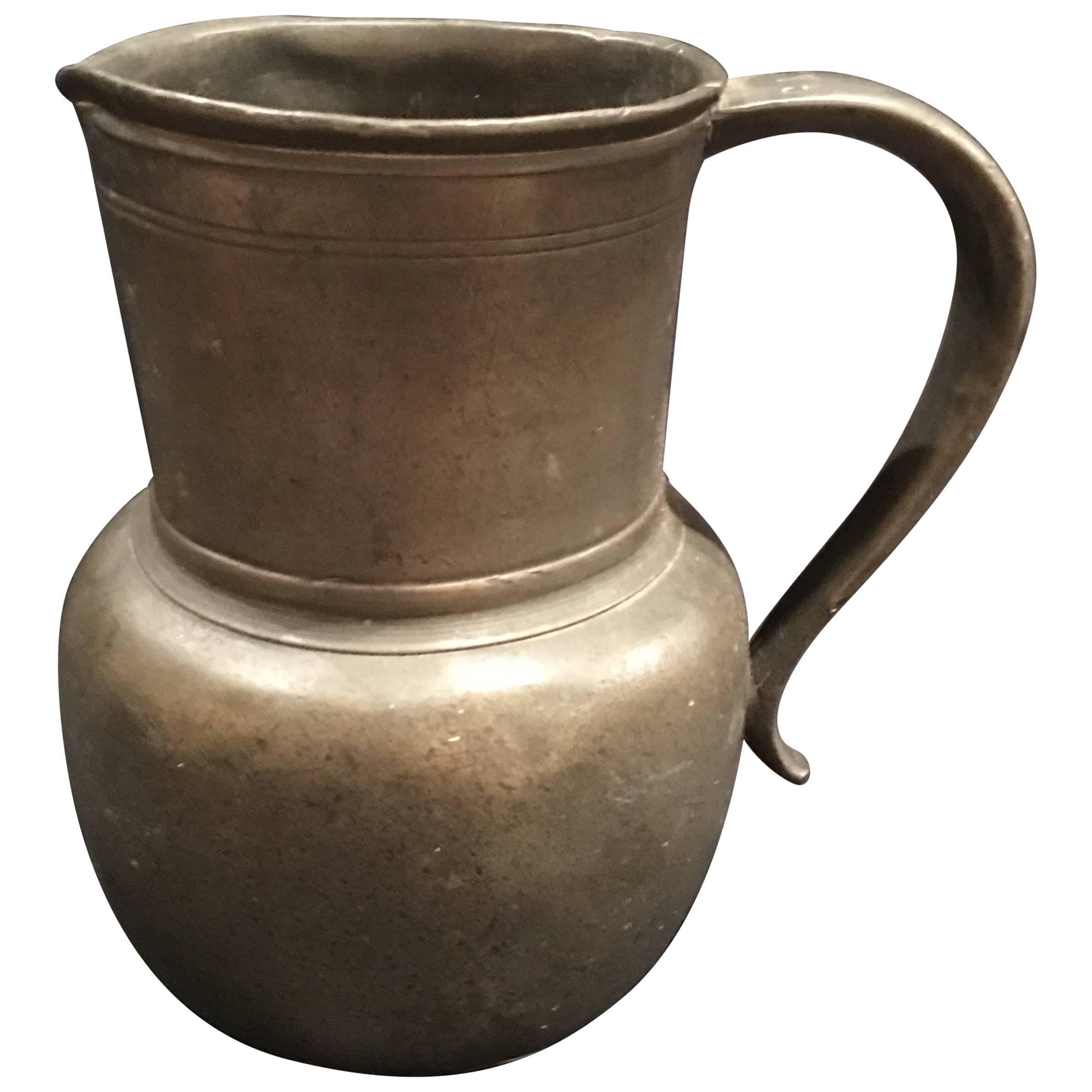 English Pewter Jug or Pitcher with a Handle, 19th Century
