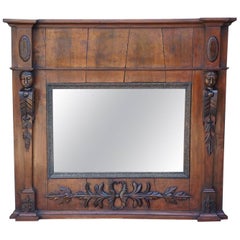 Antique Late 18th Century Italian Country Neoclassical Walnut Trumeau Mirror