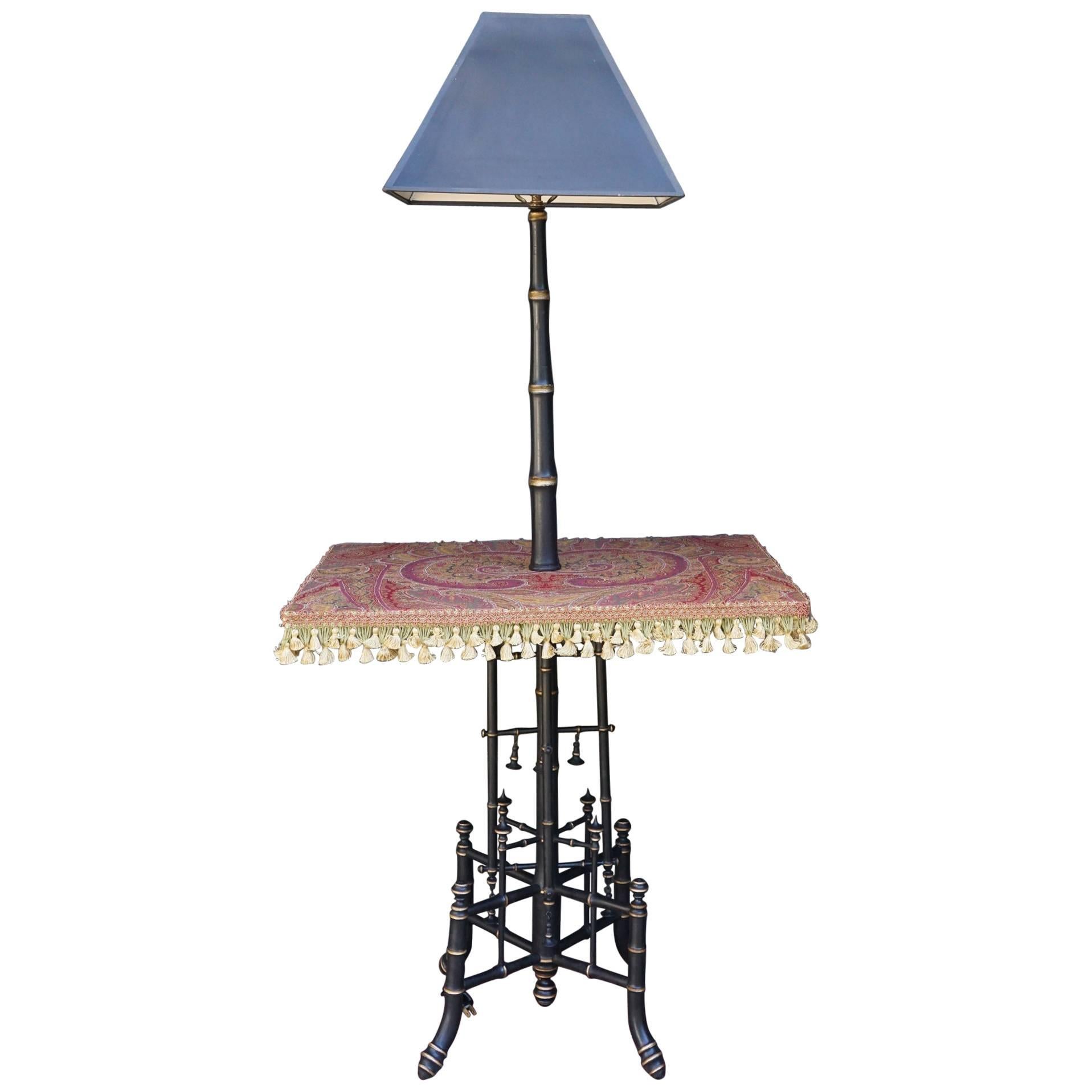19th Century English Aesthetics Movement Faux Bamboo Lamp Table