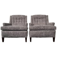 Pair of Restored Mid-Century Modern Lounge Chairs, Gray Upholstery
