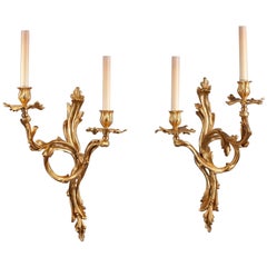 19th Century Ormolu Antique Wall Sconces in Louis XV Style