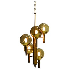 Svend Mejlstrøm Glass and Brass Chandelier