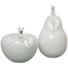 Muranoglas-Skulpturen Apfel und Birne