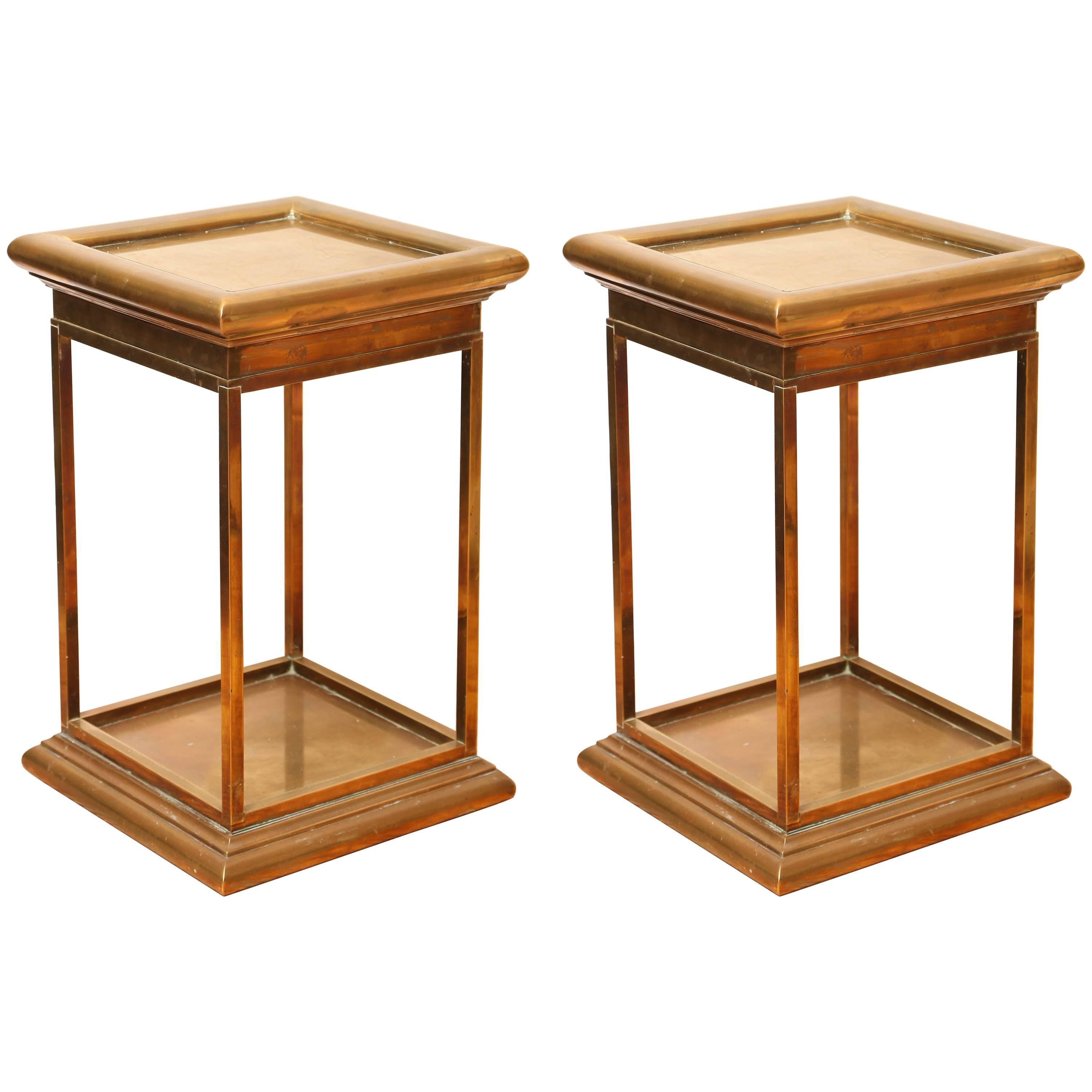 Pair of Vintage Solid Brass Side Tables by Chapman