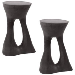 Pair of Tall Charcoal Kreten Side Tables from Souda, Made to Order
