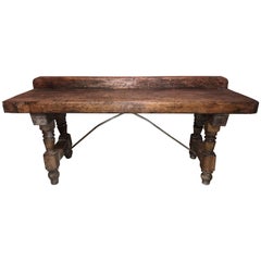 19th Century Continental Counter, Workbench, or Server with Crest Rail