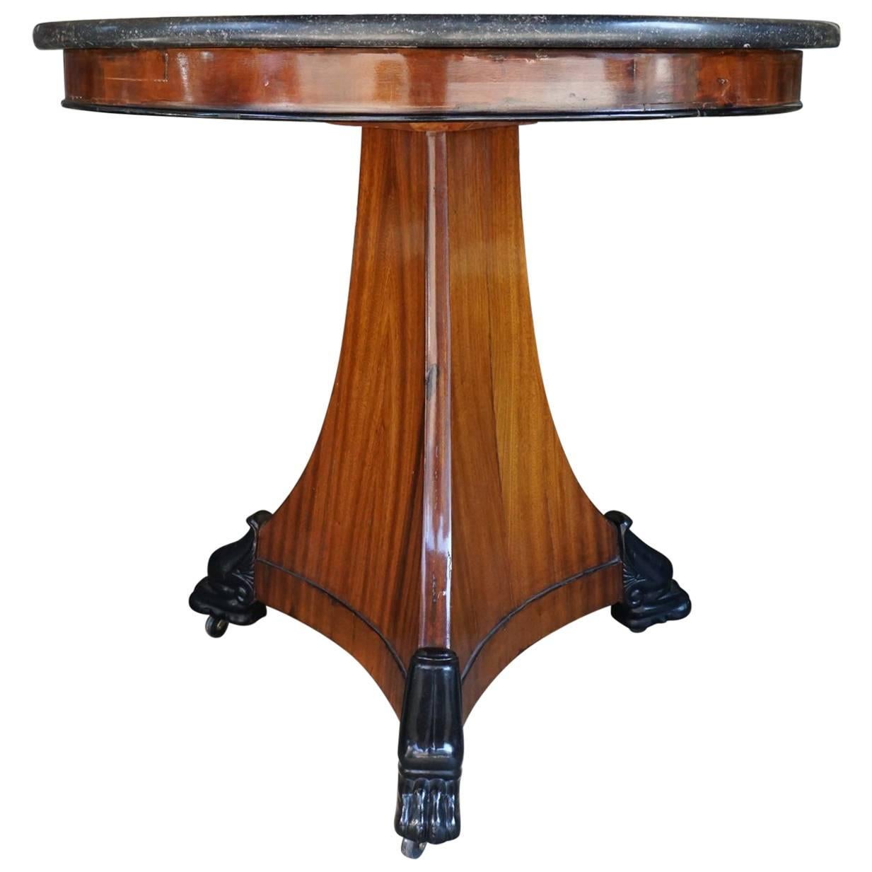 19th Century  French Empire Small Marble-Topped Table