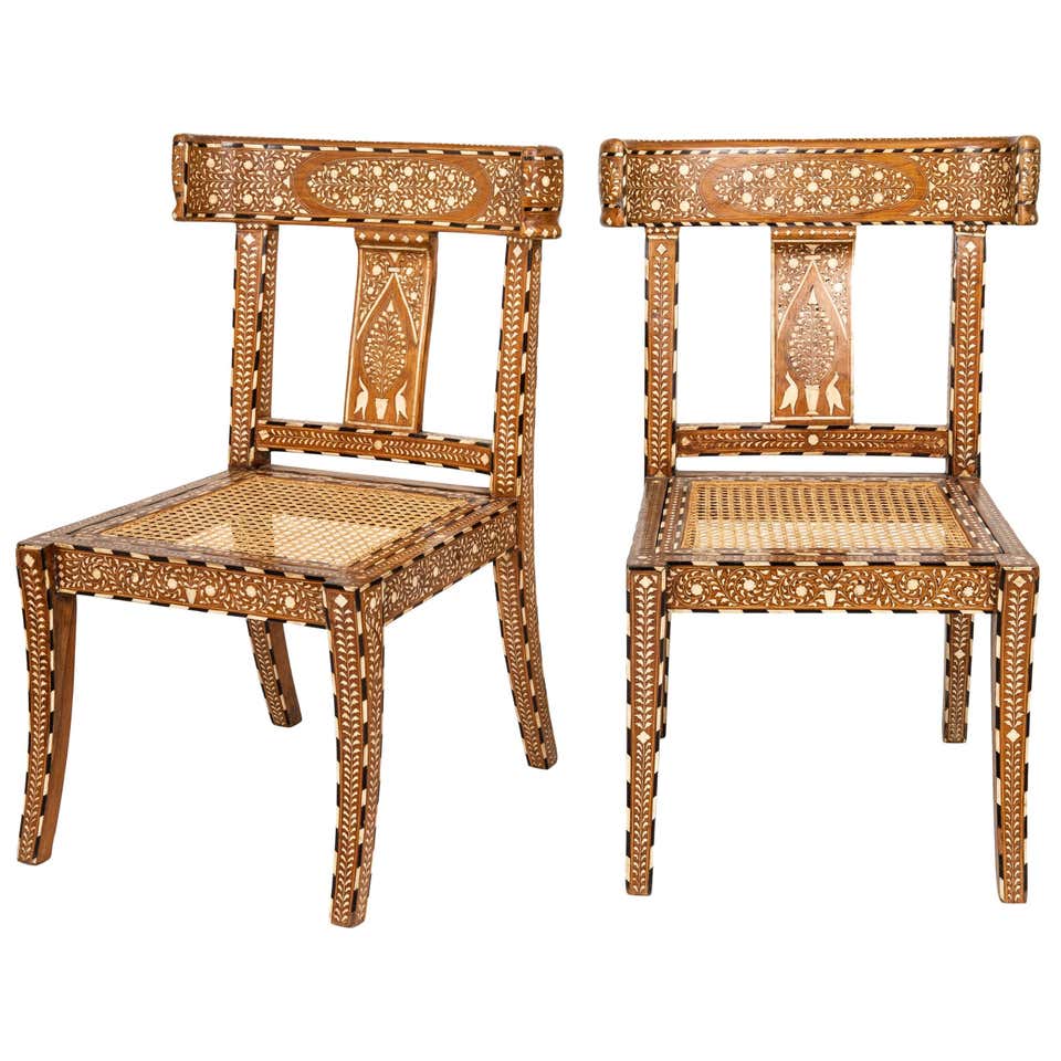 Pair of Bone Inlaid Chairs at 1stDibs
