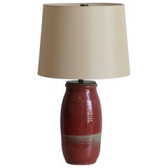 Chic Oxblood Lamp with Custom Cream Silk Shade