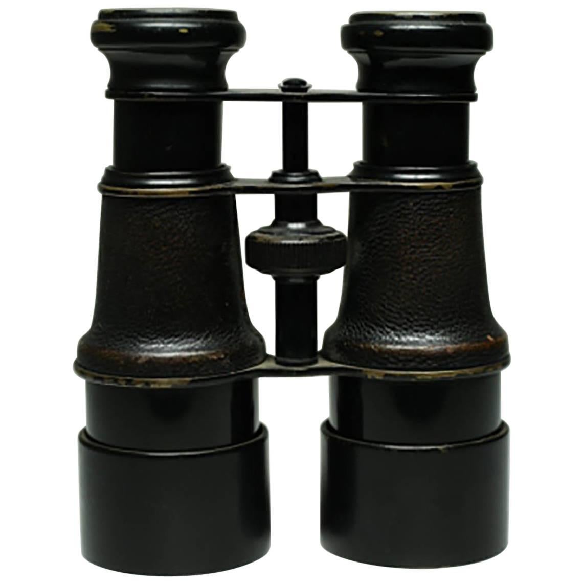 Early 20th Century Leather Wrapped Binoculars, Paris, France, circa 1890s