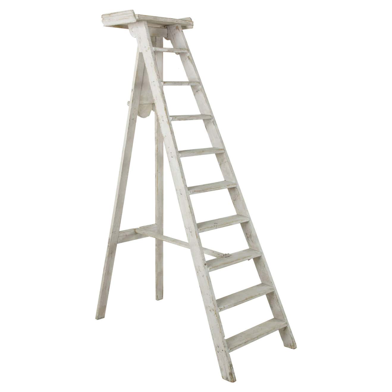 Tall French Painted Library Ladder from the Bibliothèque Nationale de ...