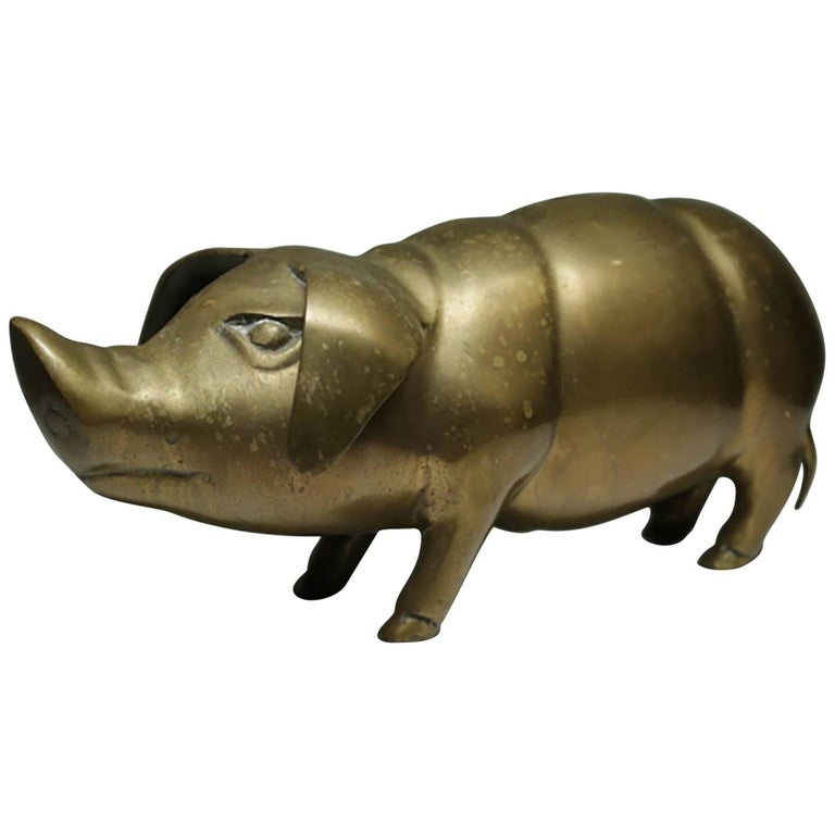 Midcentury Large Brass !   Piggy Bank Circa 1970s For Sale At 1stdibs - midcentury large brass piggy bank circa 1970s for sale